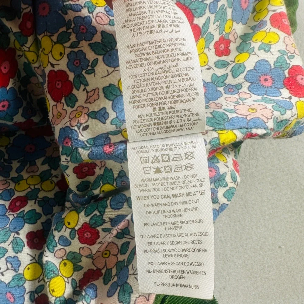 Mini Boden Girls Green Corduroy Dress 8-9Y Floral Lined Pockets Fall Cottagecore